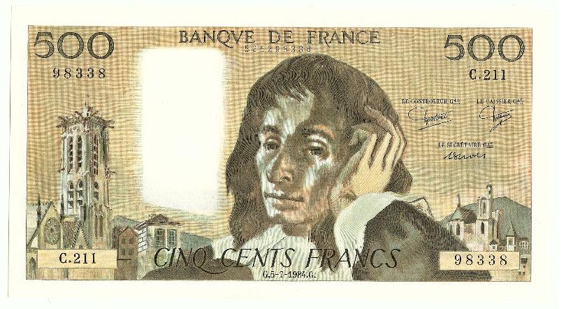 500 Francs (Pascal) 5/7/1984 Unc